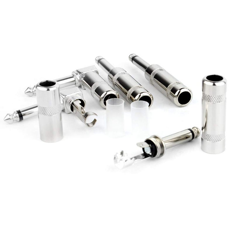 GiantBee 1/4" Audio Plugs 6.35mm Plug TS Male 1/4 inch Solder Type Mono Plug Design Connector for DJ Mixer Speaker Guitar Cables Phono Patch Cable Microphone Cables (5 Pack) GiantBee (Combo Set) - Image 5